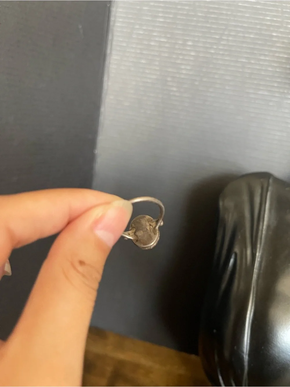 Sterling silver vintage rose quartz raw cracked ring size 7